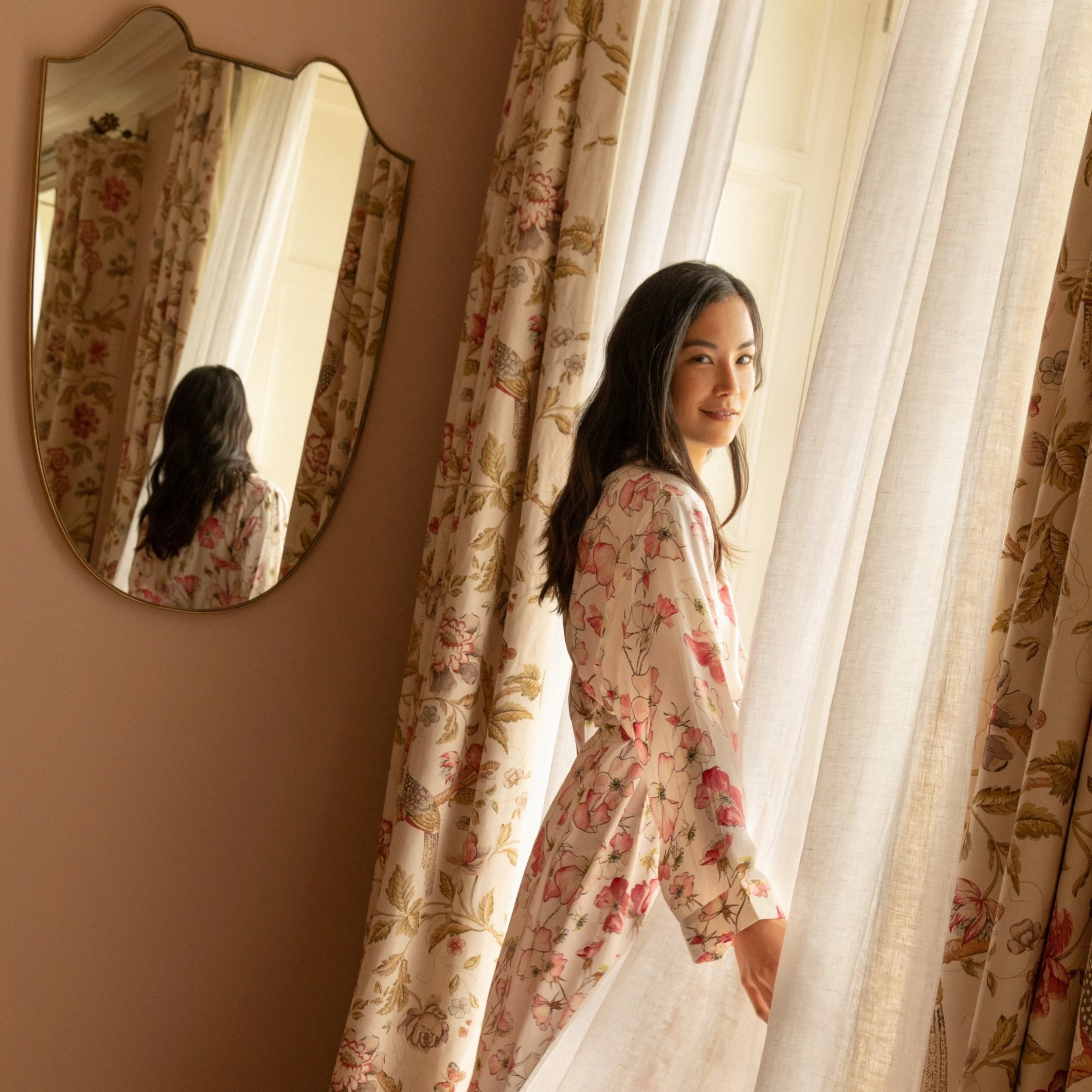 Bertioli By Thyme Silkwear Silk Robe In Pink Rose 8 Bertioli By Thyme Silkwear Silk Robe In Pink Rose