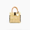 Toino Abel Natural Handwoven Reed Bag With Black Stitching Bags & Baskets