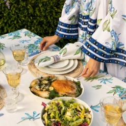 Bertioli By Thyme Table Linens Iris Border Linen Table Cloth
