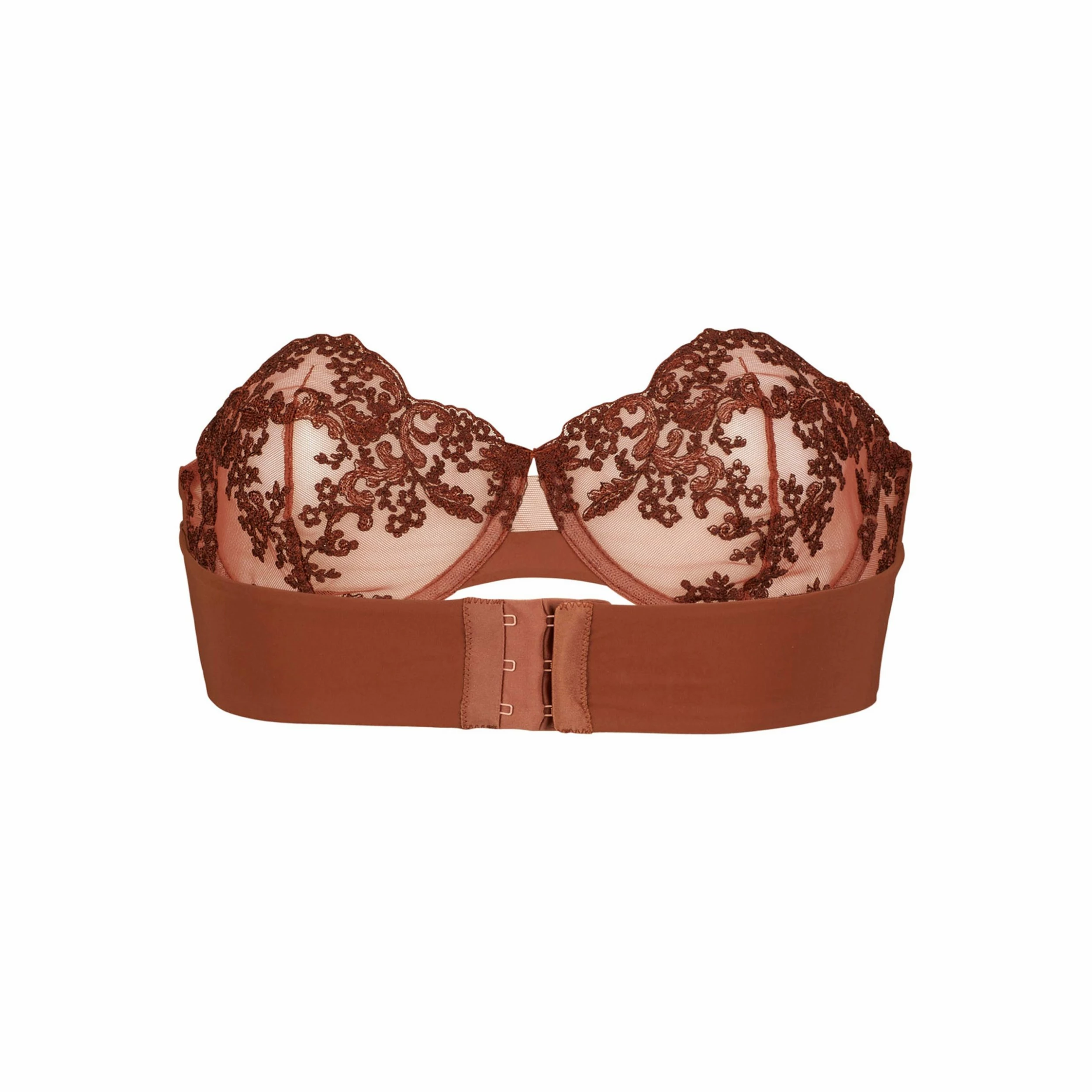 Coutille Strapless Balconette Clam Bra In Amaranth 3 Coutille Strapless Balconette Clam Bra In Amaranth
