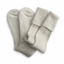 Genevieve Sweeney Accessories Alpaca Boot Socks With Cream Embroidered Thyme Sprig