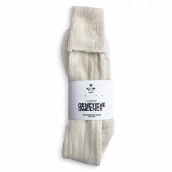 Genevieve Sweeney Accessories Alpaca Boot Socks With Cream Embroidered Thyme Sprig