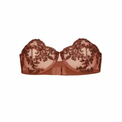 Coutille Strapless Balconette Clam Bra In Amaranth