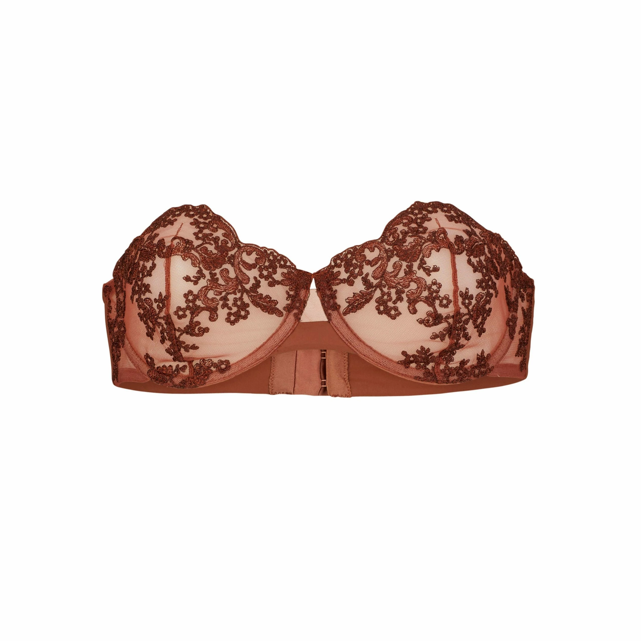Coutille Strapless Balconette Clam Bra In Amaranth 2 Coutille Strapless Balconette Clam Bra In Amaranth