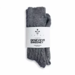 Genevieve Sweeney Grey Alpaca Bed Socks With Embroidered Thyme Sprig Accessories