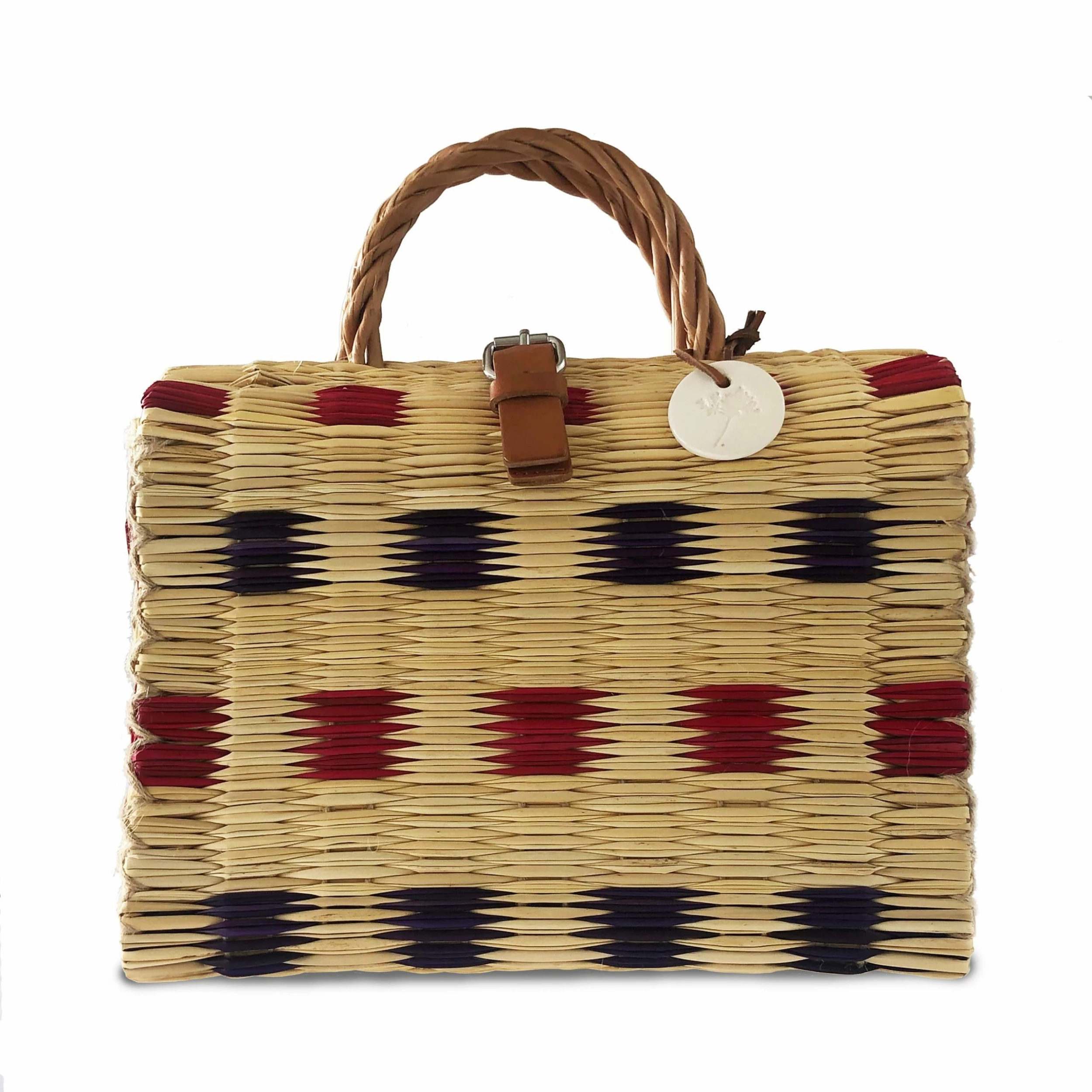 Toino Abel Blue & Red Handwoven Reed Bag 3 Toino Abel Blue & Red Handwoven Reed Bag