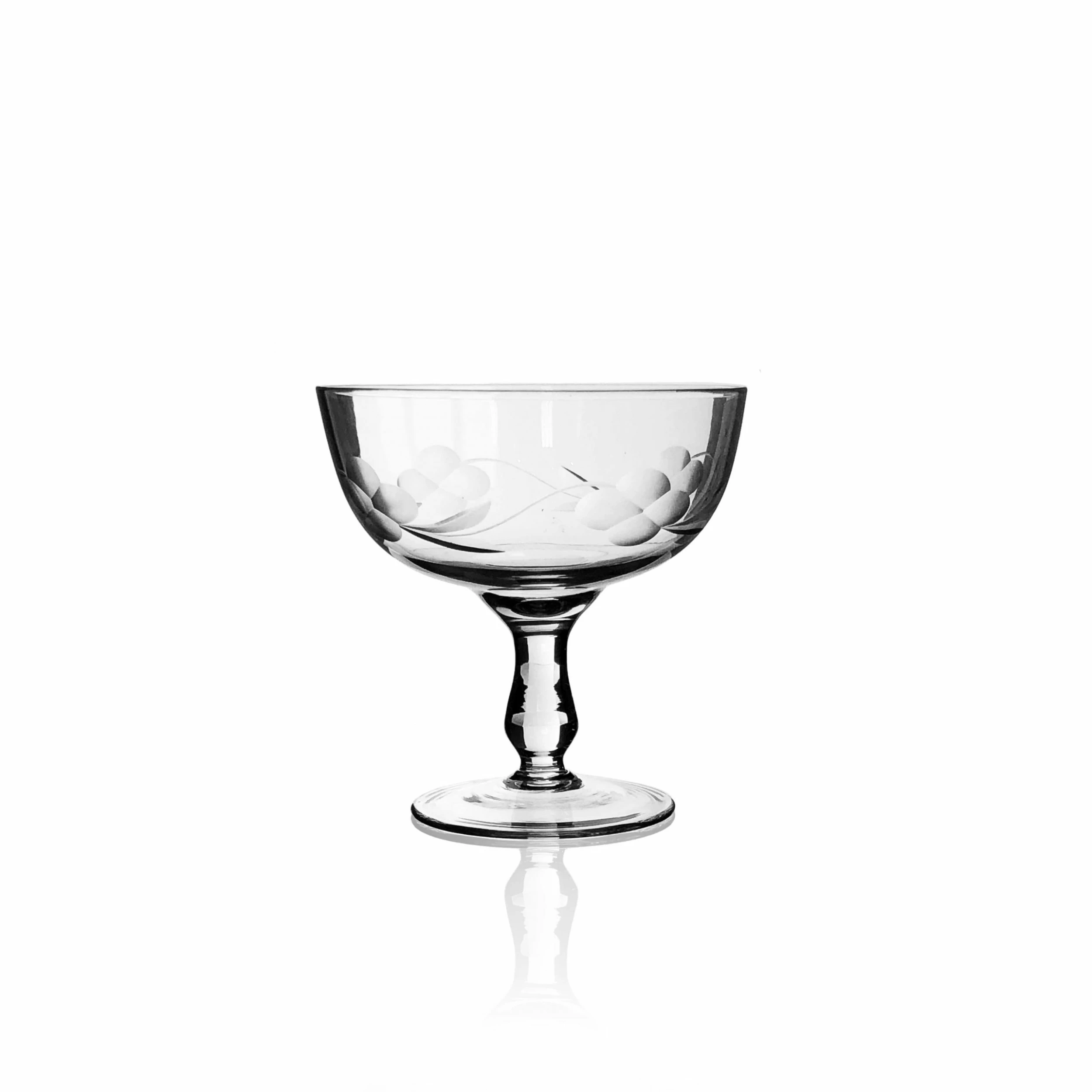 WA Antiques Floral Antique Champagne Coupe Drinkware 3 WA Antiques Floral Antique Champagne Coupe Drinkware