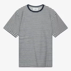 Wax London Stripe T-shirt - Navy/Ecru Menswear