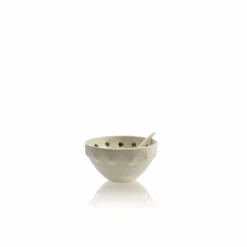 Thyme Ceramic Bowl With Spring Green Dots And Spoon Ceramics