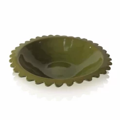 KCHossack Large Flat Rim Serving Bowl Daisy - Olive Ceramics