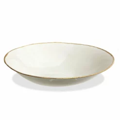 Thyme Large Bowl With Shiny Gold Rim Ceramics