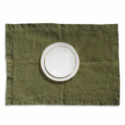Bertioli By Thyme Dark Green Linen Placemat Table Linens