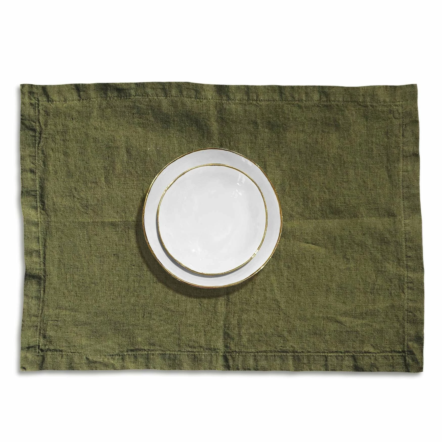 Bertioli By Thyme Dark Green Linen Placemat Table Linens 4 Bertioli By Thyme Dark Green Linen Placemat Table Linens