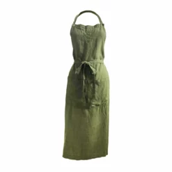Bertioli By Thyme Aprons Dark Green Embroidered Linen Apron