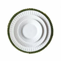 Mmaa Social Placemats Green & Natural Hand Woven Straw Placemat