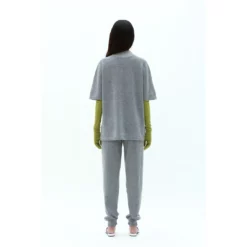 Mandkhai Ankle Cuff Pants With Side Panel- Grey/White