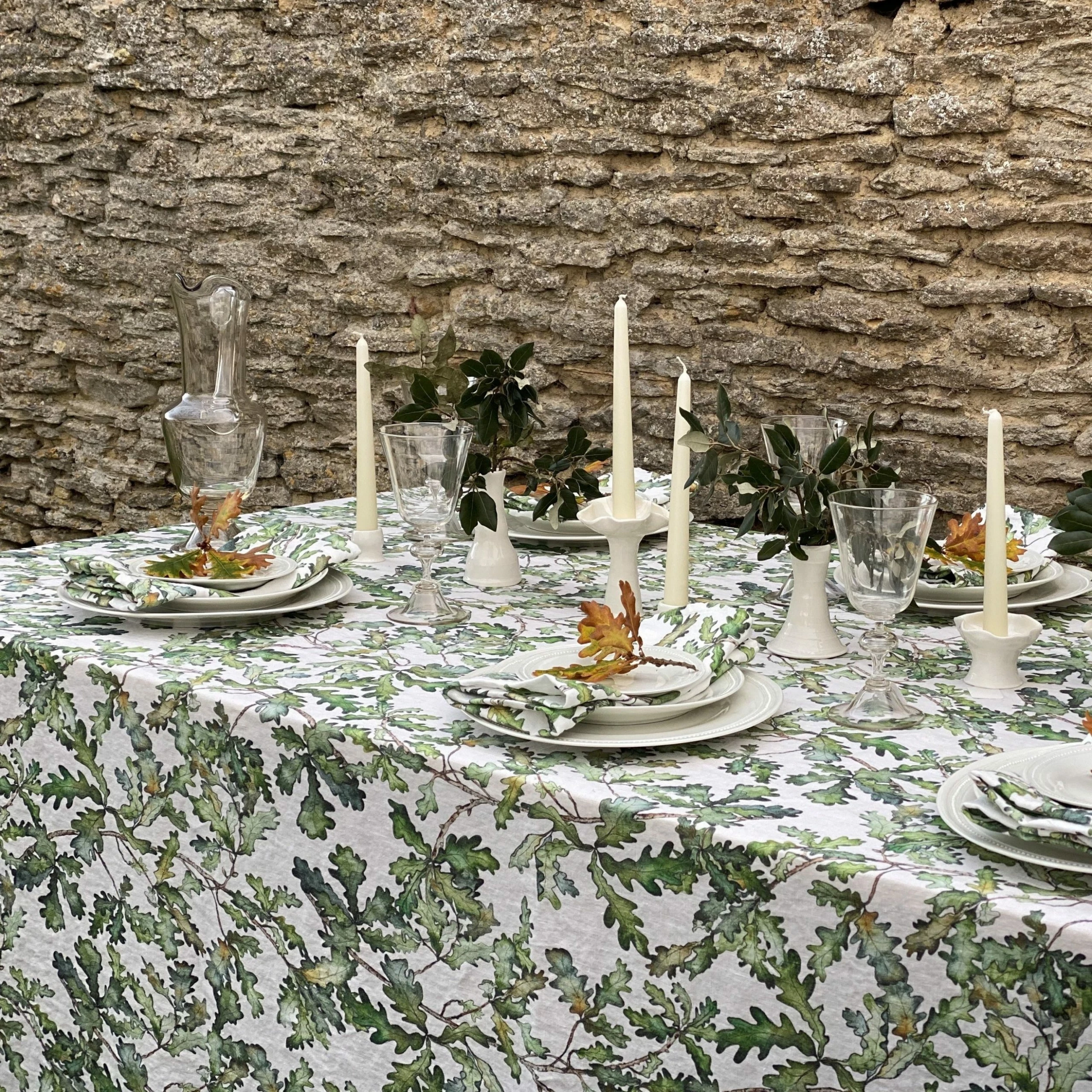 Bertioli By Thyme Oak Leaf Linen Table Cloth Table Linens 6 Bertioli By Thyme Oak Leaf Linen Table Cloth Table Linens