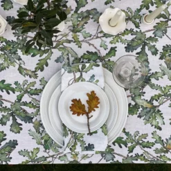 Bertioli By Thyme Oak Leaf Linen Table Cloth Table Linens