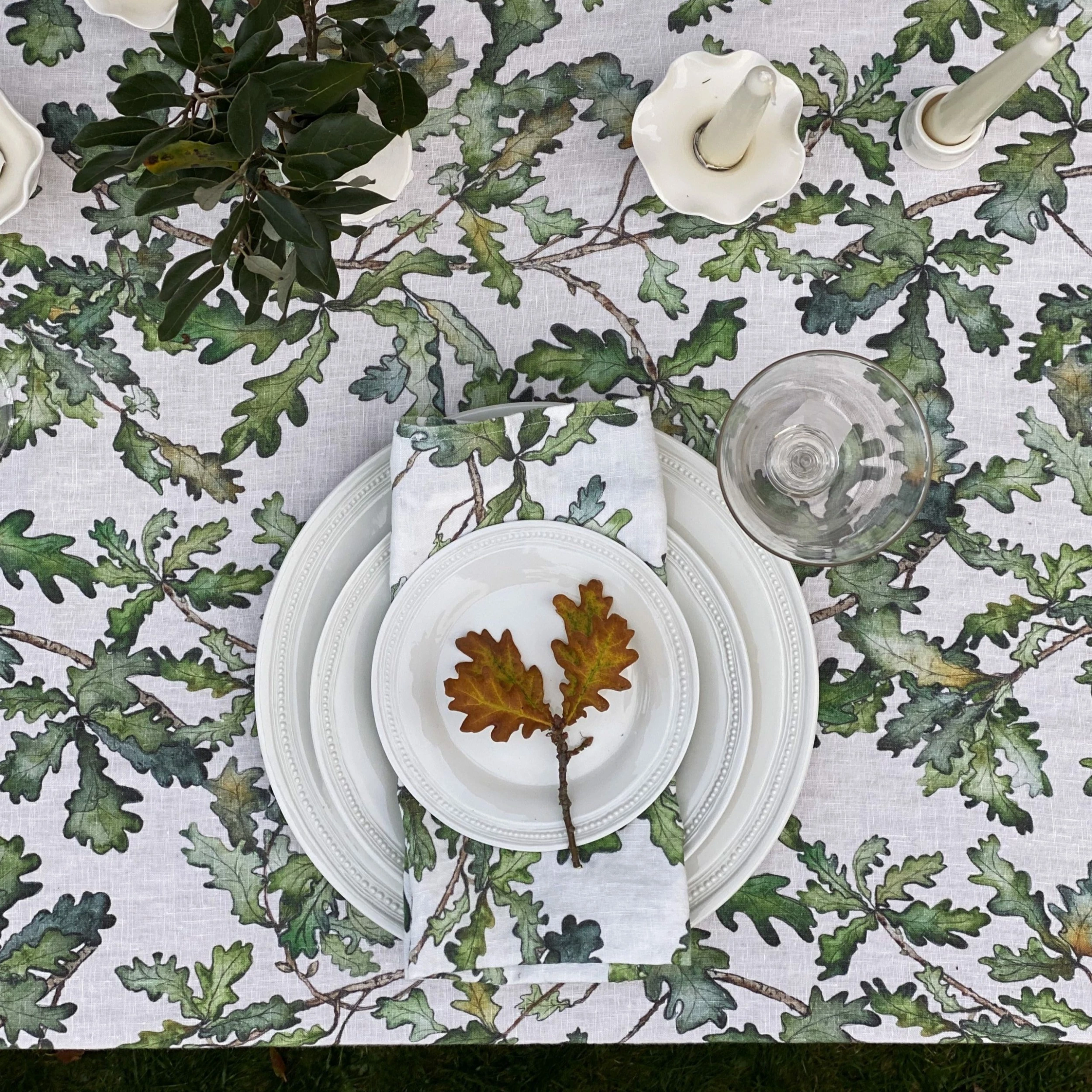 Bertioli By Thyme Oak Leaf Linen Table Cloth Table Linens 4 Bertioli By Thyme Oak Leaf Linen Table Cloth Table Linens