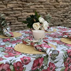 Bertioli By Thyme Table Linens Rosa Rugosa Linen Table Cloth