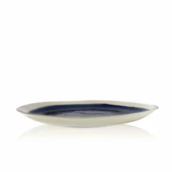 Thyme Hand Made Dinner Plate With Painted Deep Blue Centre