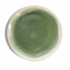 Thyme Ceramics Hand Made Dinner Plate With Painted Spring Green Centre