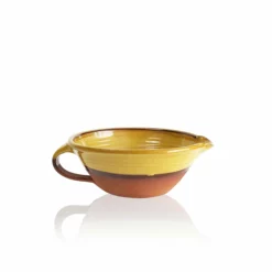 Thyme Ceramics Small Lipped Farmhouse Bowl With Handle In Honey