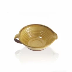 Thyme Ceramics Small Lipped Farmhouse Bowl With Handle In Honey