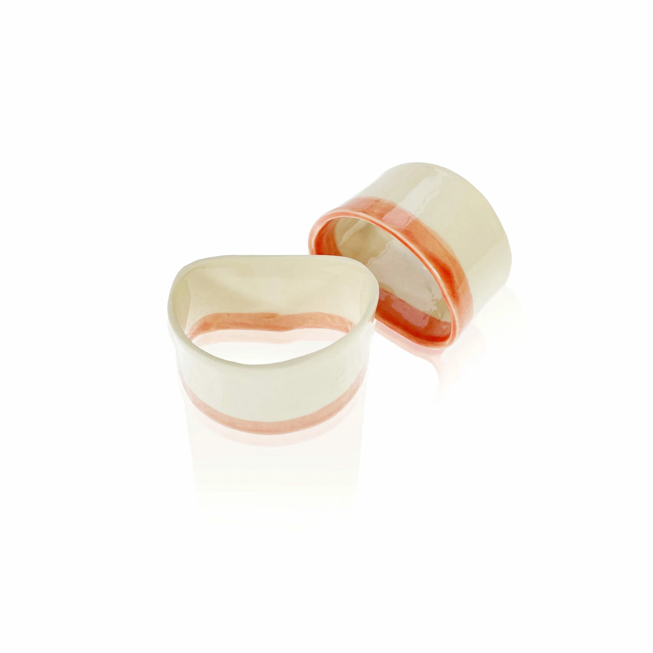 Thyme Ceramic Napkin Ring With Pink Stripe 3 Thyme Ceramic Napkin Ring With Pink Stripe