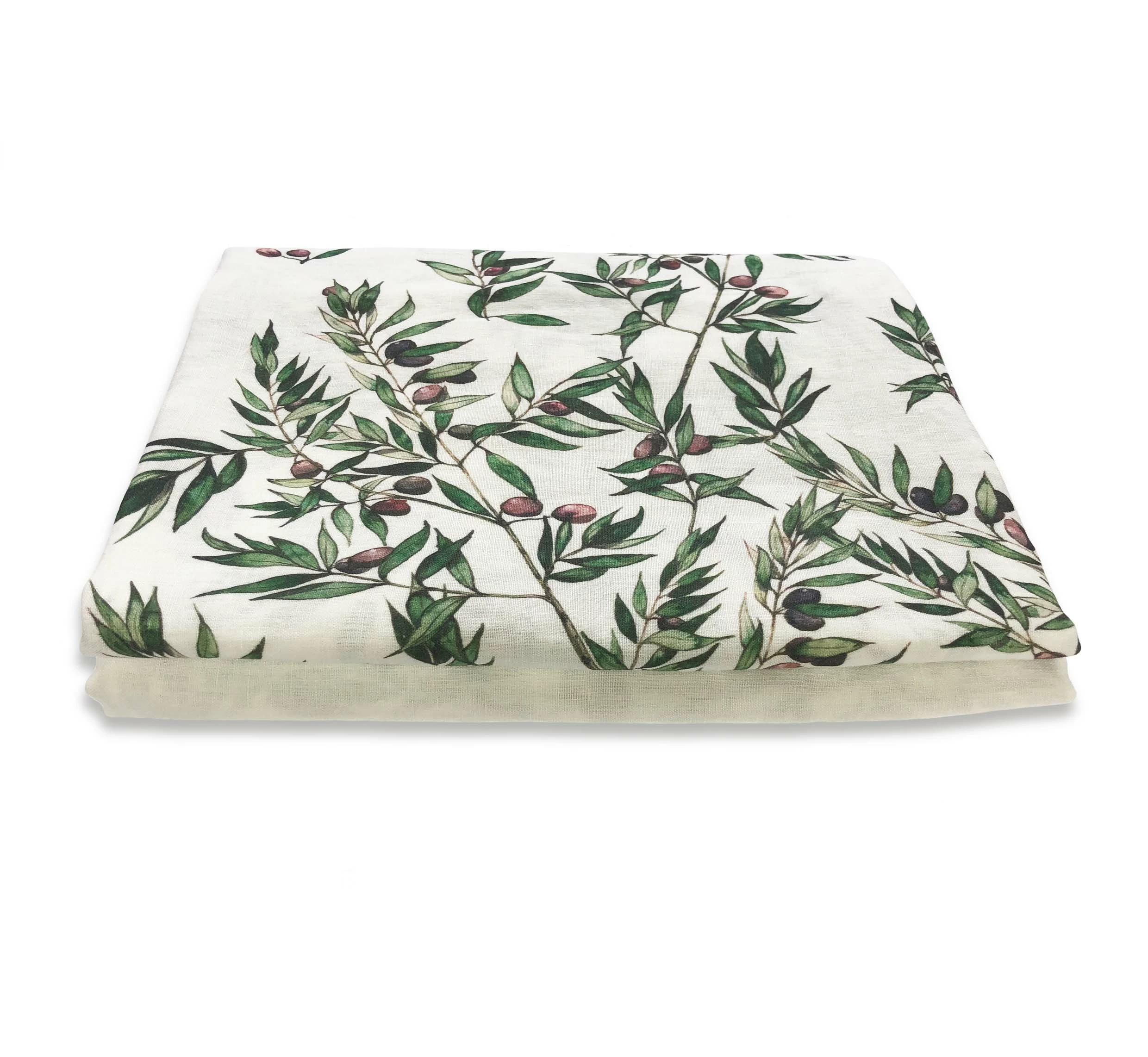 Bertioli By Thyme Olive Border Linen Table Cloth 4 Bertioli By Thyme Olive Border Linen Table Cloth