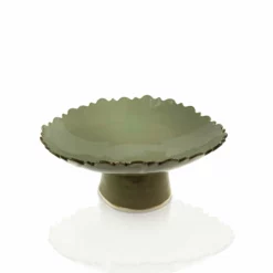 KCHossack Ceramics Daisy Pedestal Bowl High - Olive