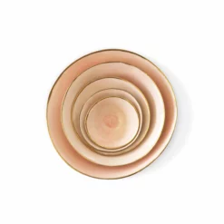 Thyme Hand Made Bowl With Gold Rim In Pink Ceramics
