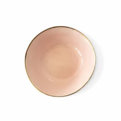 Thyme Hand Made Bowl With Gold Rim In Pink Ceramics