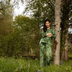 Bertioli By Thyme Silk Shirt In Rivermint With Stripe Silkwear