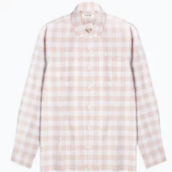 Kestin Tain Seersucker Shirt In White/Dark Tan Menswear