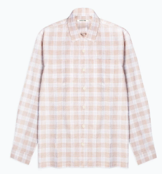Kestin Tain Seersucker Shirt In White/Dark Tan Menswear 3 Kestin Tain Seersucker Shirt In White/Dark Tan Menswear