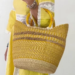 Mmaa Social Sandra Market Basket In Yellow Window Bags & Baskets