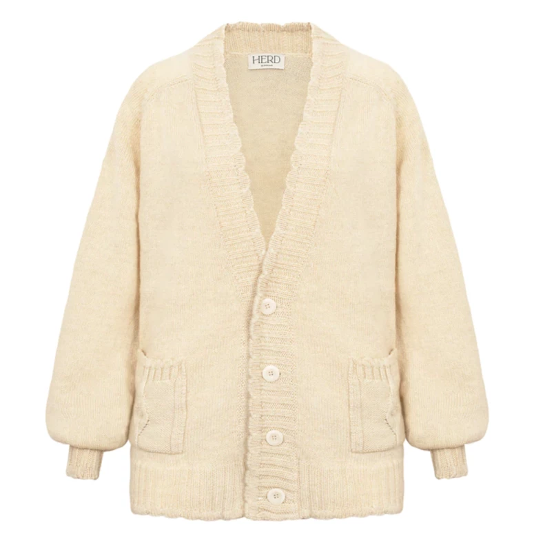 Herd Elswick Cardigan - Ecru Womenswear 3 Herd Elswick Cardigan - Ecru Womenswear