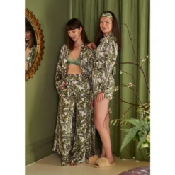 Bertioli By Thyme Silkwear Silk Shirt In Fern With Stripe