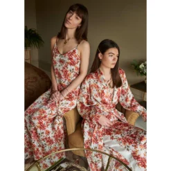 Bertioli By Thyme Silkwear Silk Robe In Wild Rose