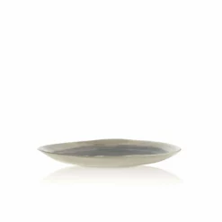 Thyme Ceramics Hand Made Dessert Plate With Painted Light Blue Centre