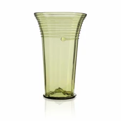 Thyme Glassware Flared Neck Glass Vase In Green