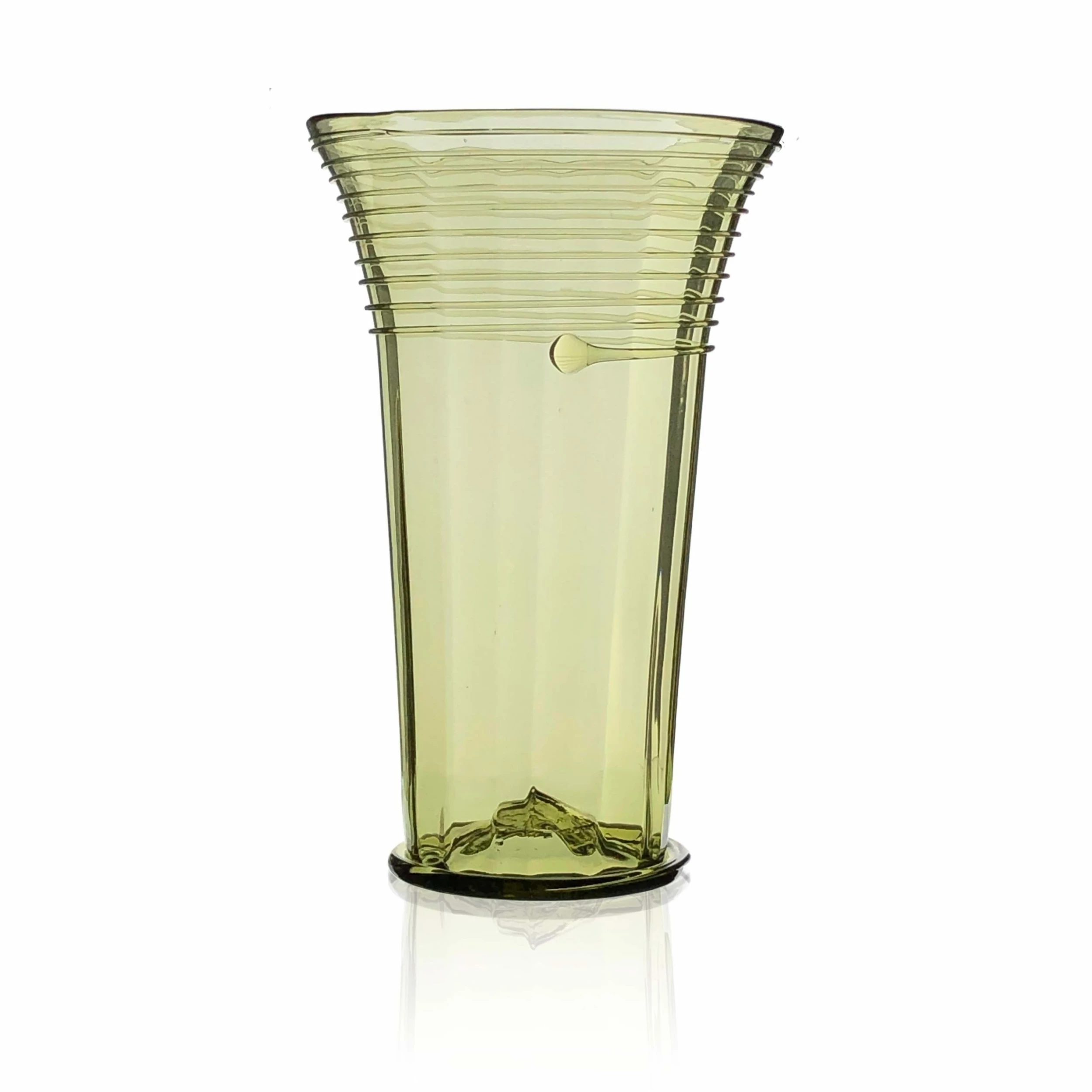 Thyme Glassware Flared Neck Glass Vase In Green 3 Thyme Glassware Flared Neck Glass Vase In Green