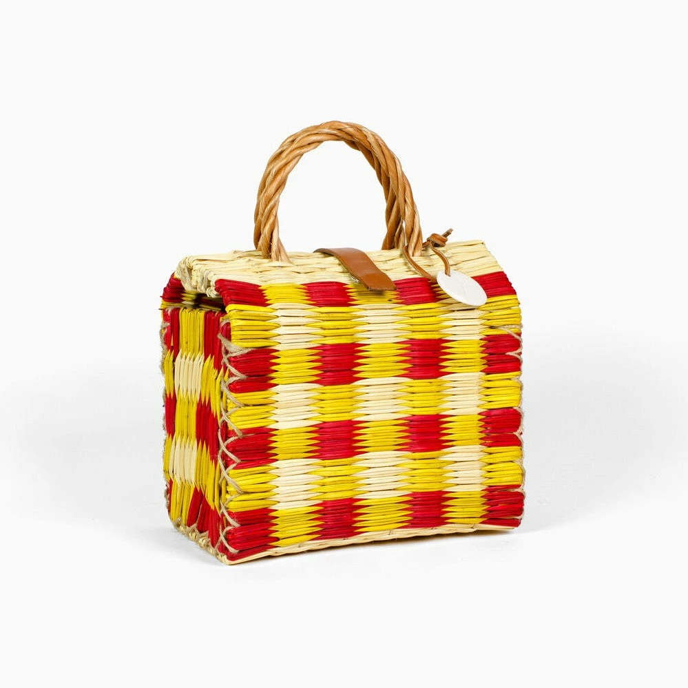 Toino Abel Gabriella Yellow/Red Handwoven Reed Bag 4 Toino Abel Gabriella Yellow/Red Handwoven Reed Bag