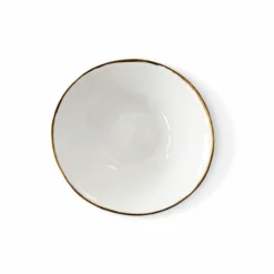 Thyme Hand Made Bowl With Gold Rim In White