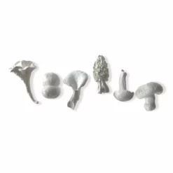 La Galine Set Of 6 White Mini Mushrooms Ceramics