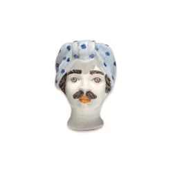 Bettina Ceramica Small Man Head Vase- Blue