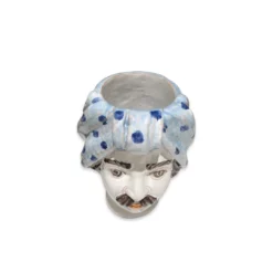Bettina Ceramica Small Man Head Vase- Blue
