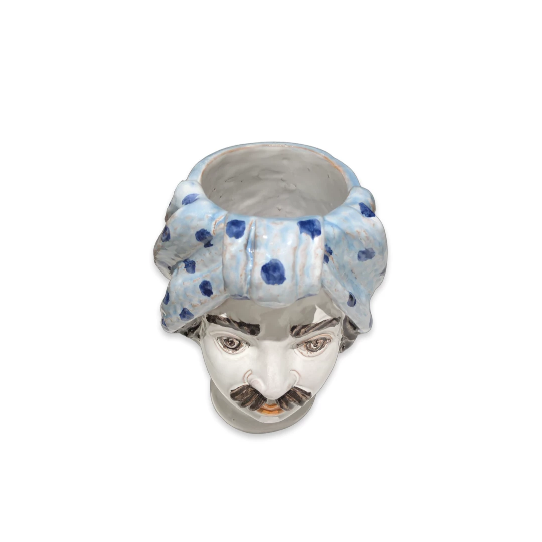 Bettina Ceramica Small Man Head Vase- Blue 3 Bettina Ceramica Small Man Head Vase- Blue