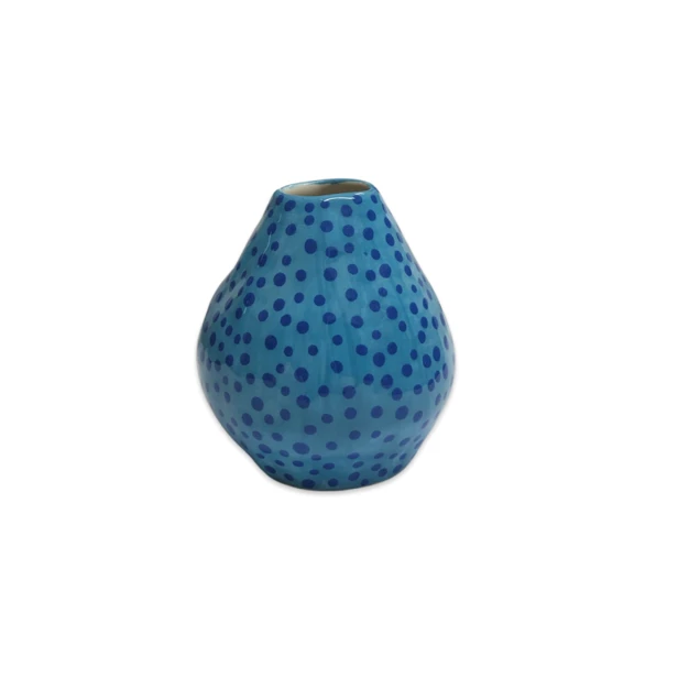 Lomito Ceramics Bud Vase With Blue Dots 3 Lomito Ceramics Bud Vase With Blue Dots
